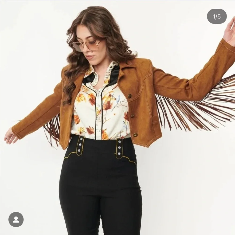 Fringed Brown Suede Jacket - Picture 5 of 8